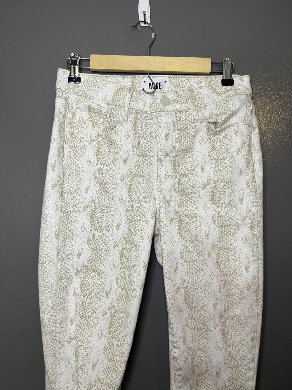 Paige Hoxton Ankle Jeans Womens 28 White Sonoran Snake High Rise Slim Denim